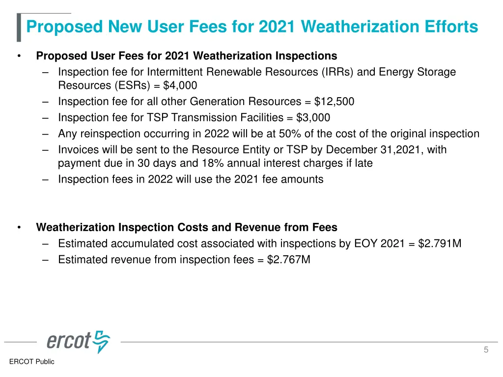 proposed new user fees for 2021 weatherization 3