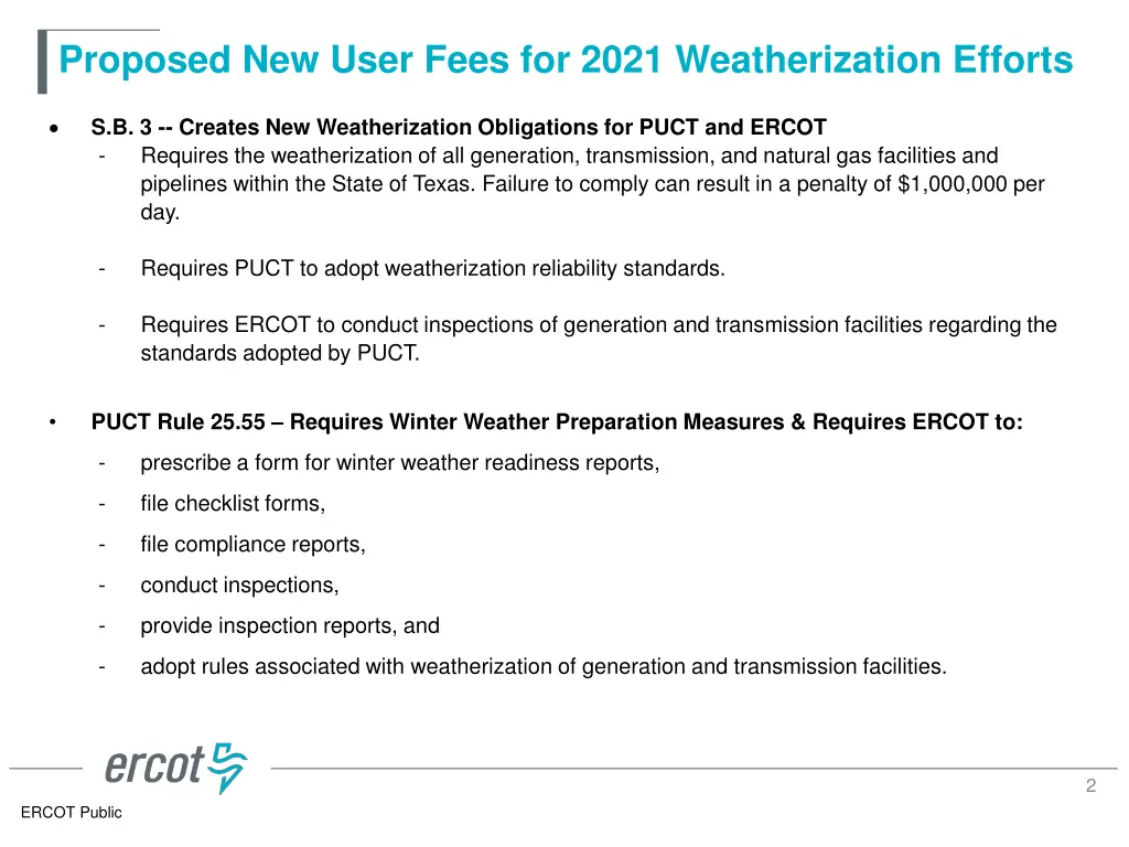 proposed new user fees for 2021 weatherization