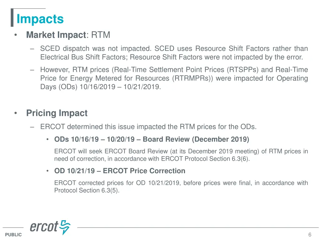impacts market impact rtm