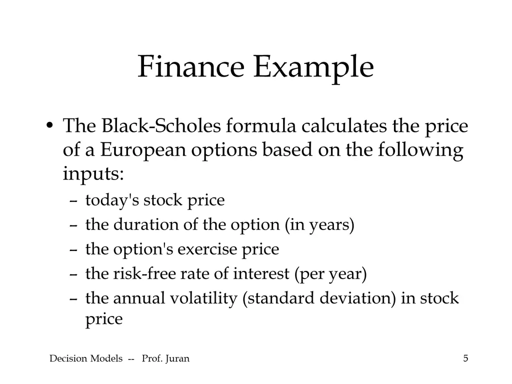 finance example