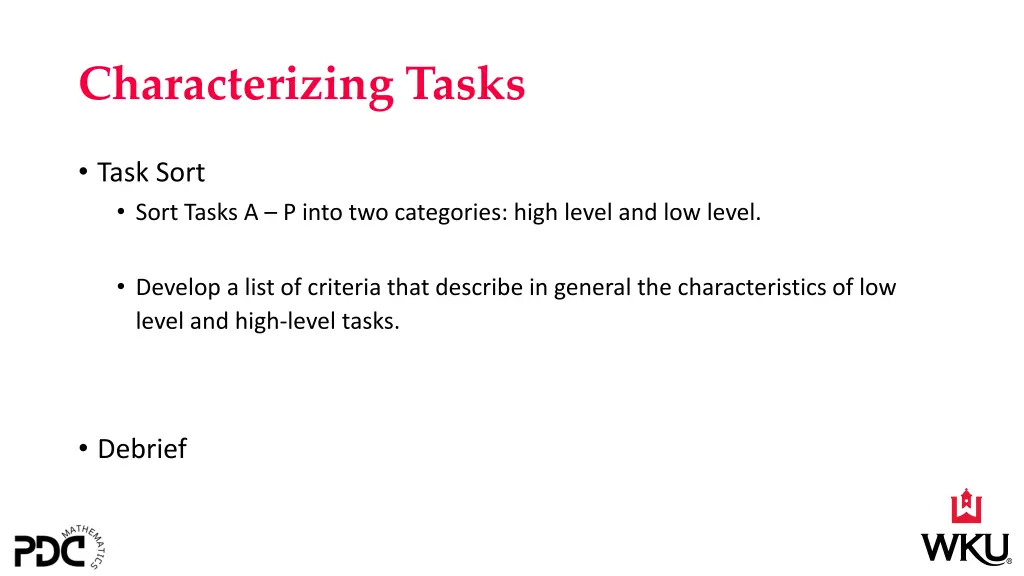 characterizing tasks 1