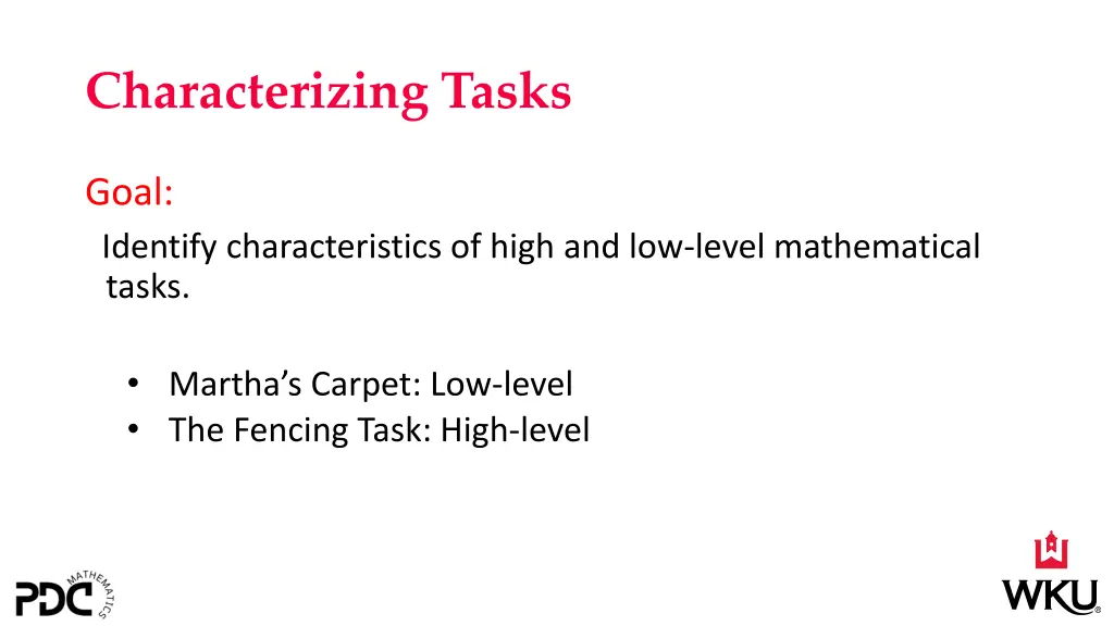 characterizing tasks