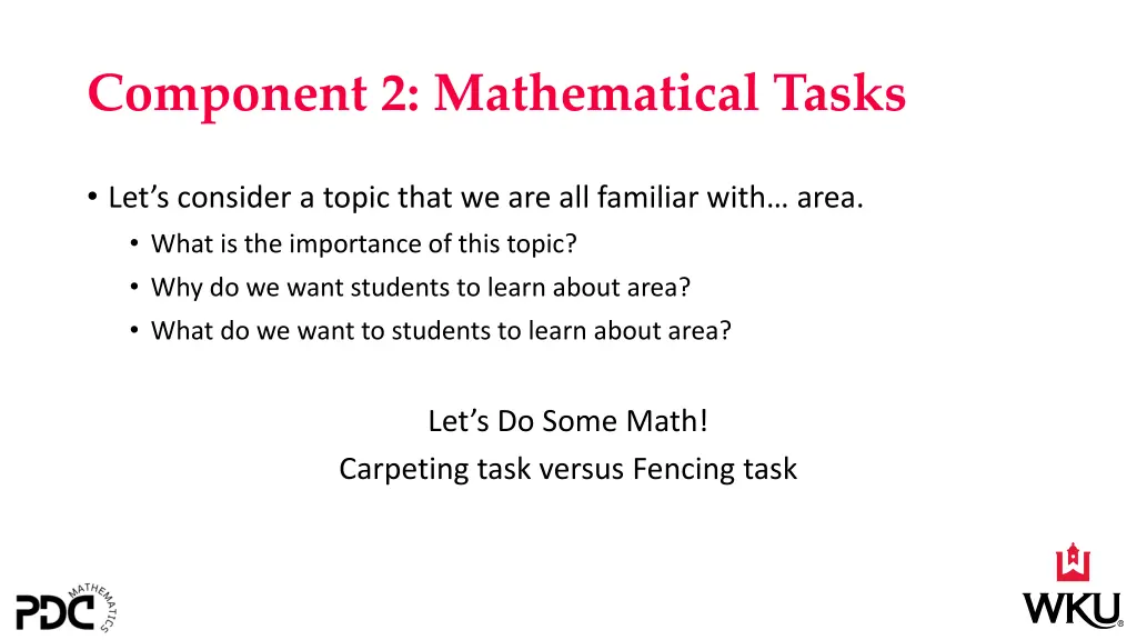 component 2 mathematical tasks