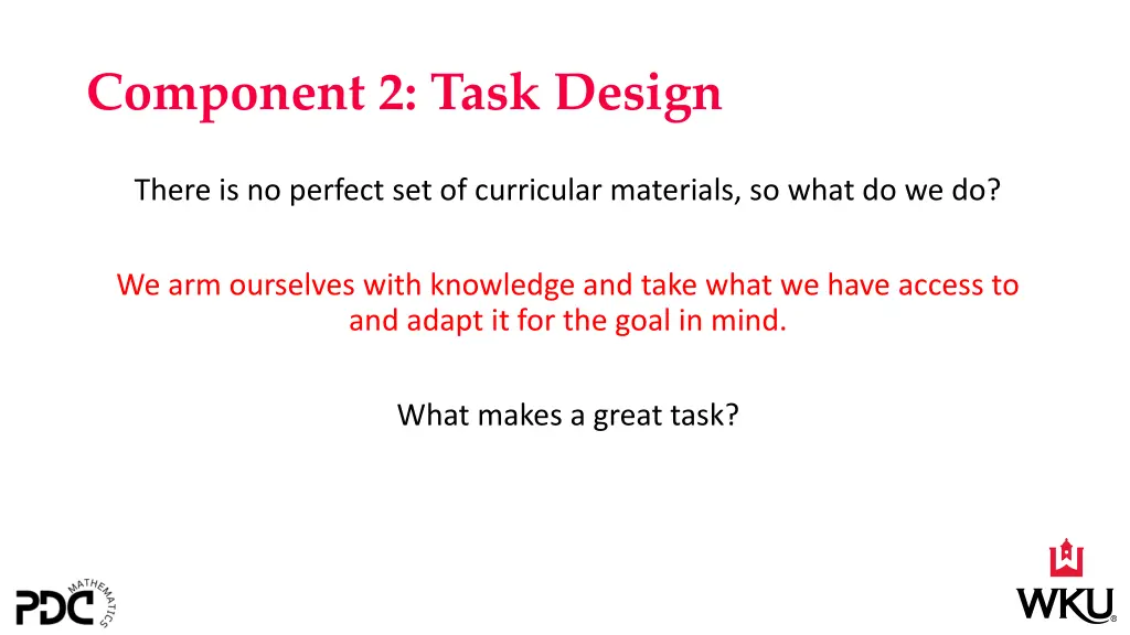 component 2 task design