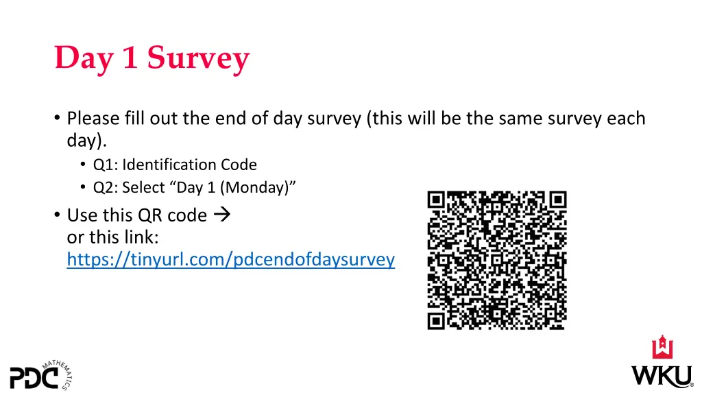 day 1 survey