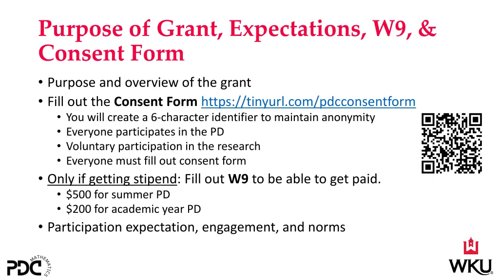 purpose of grant expectations w9 consent form