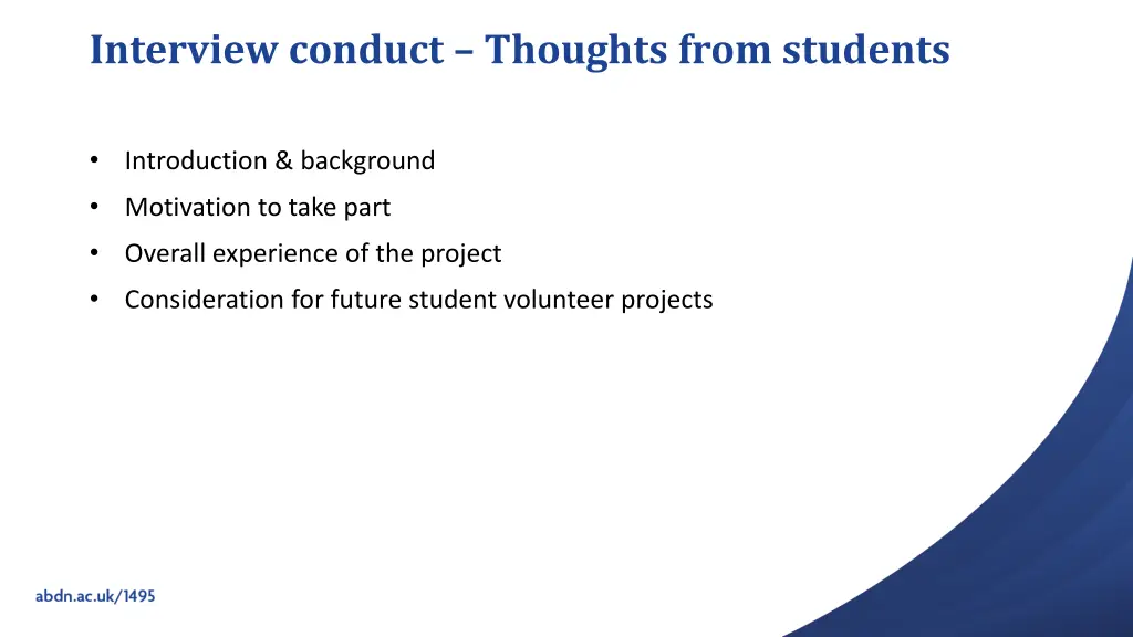 interview conduct thoughts from students