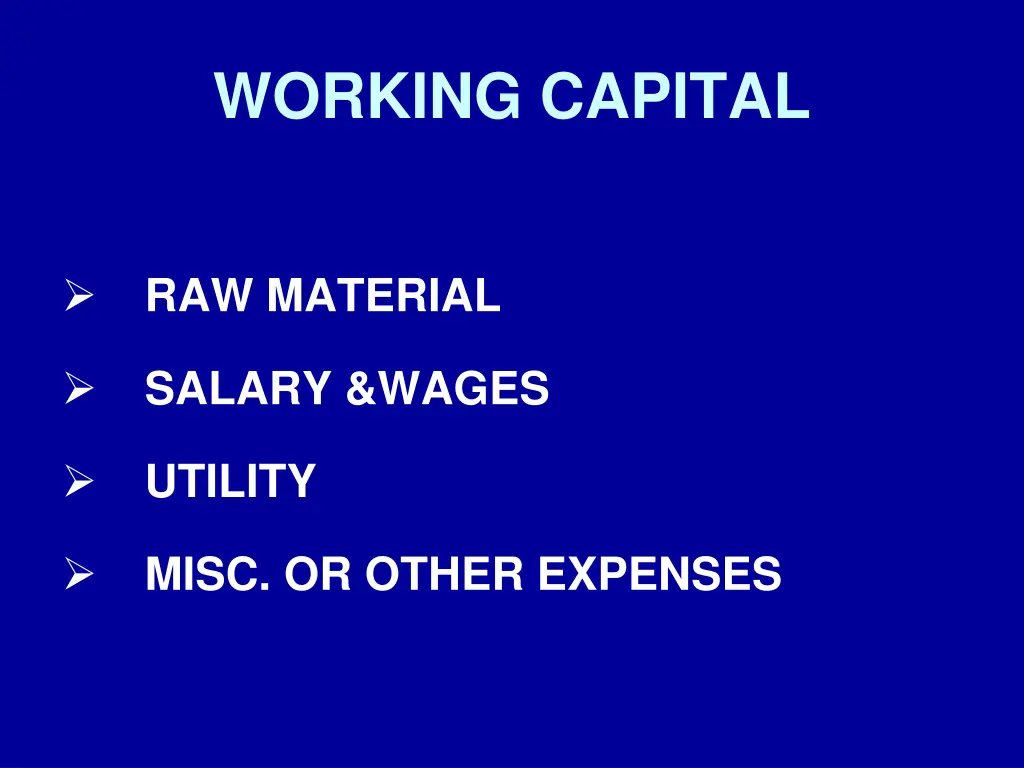 working capital