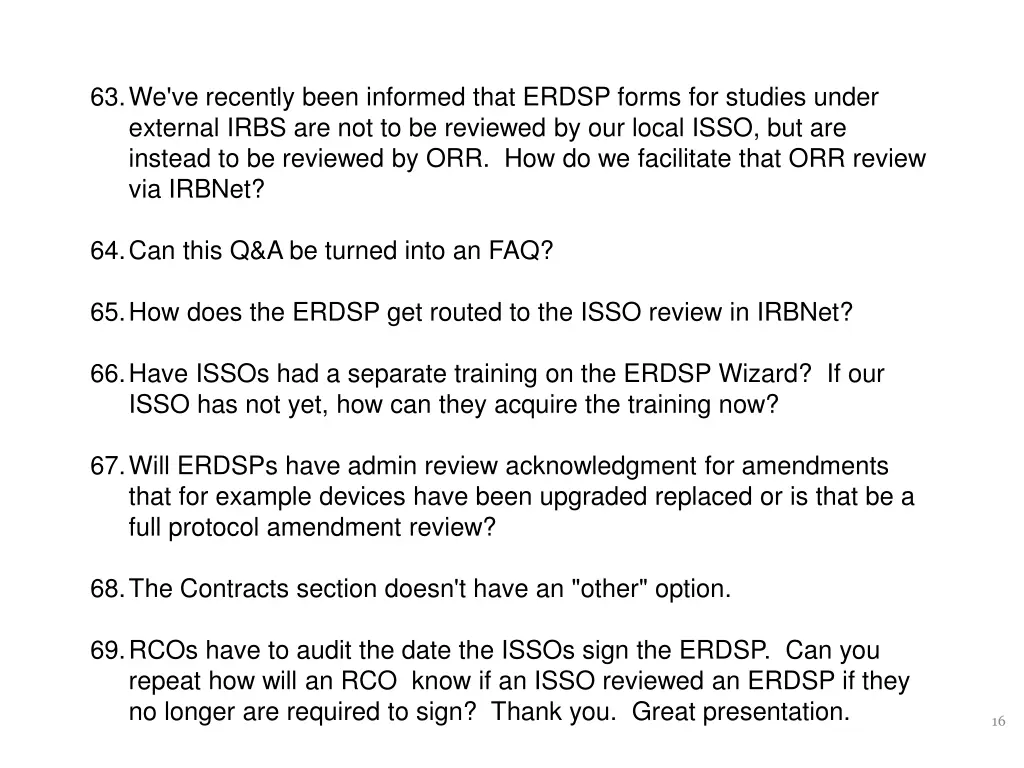 63 we ve recently been informed that erdsp forms