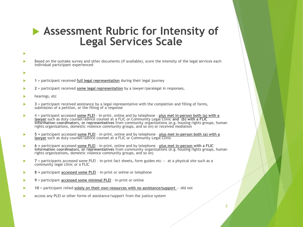 assessment rubric for intensity of legal services