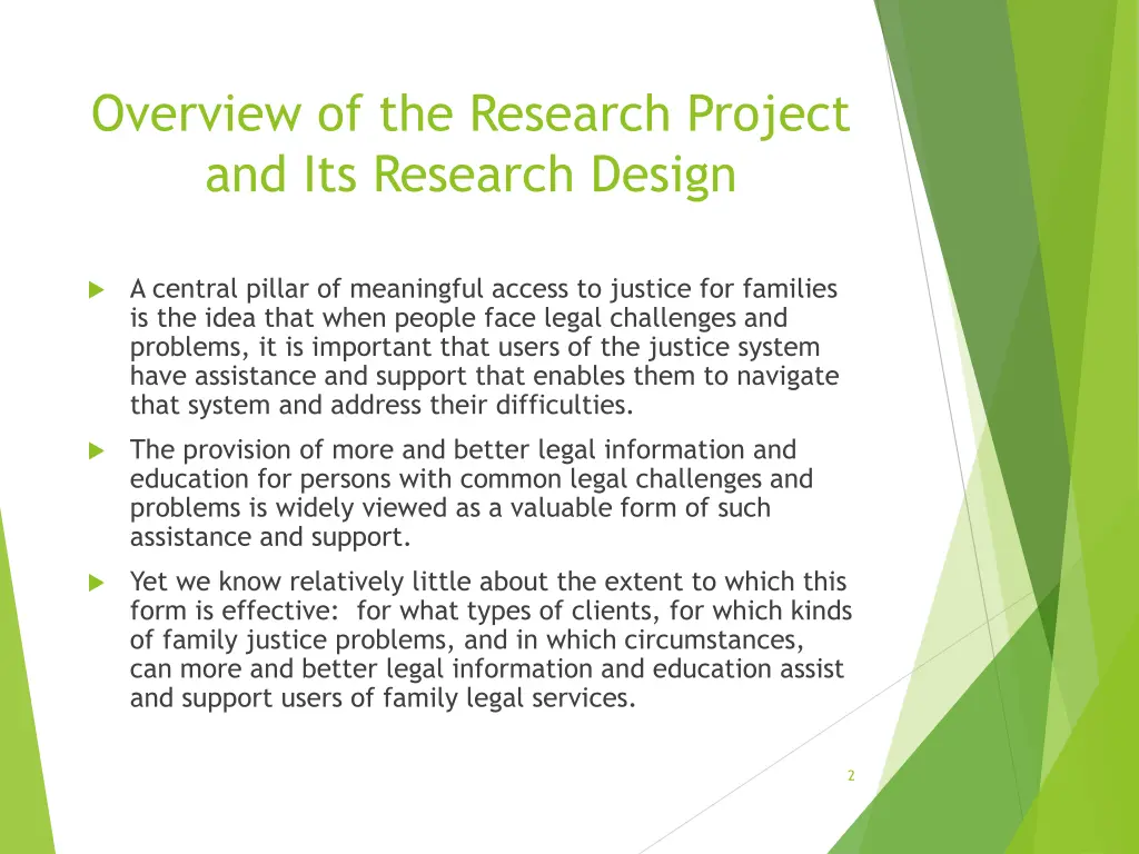 overview of the research project and its research