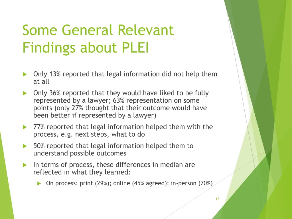 some general relevant findings about plei 1