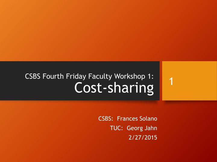 csbs fourth friday faculty workshop 1 cost sharing