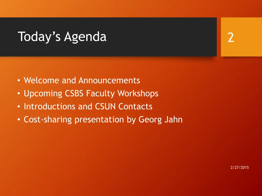 today s agenda
