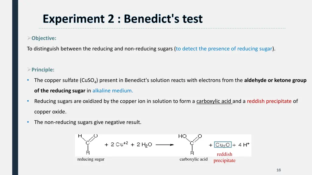 experiment 2 benedict s test