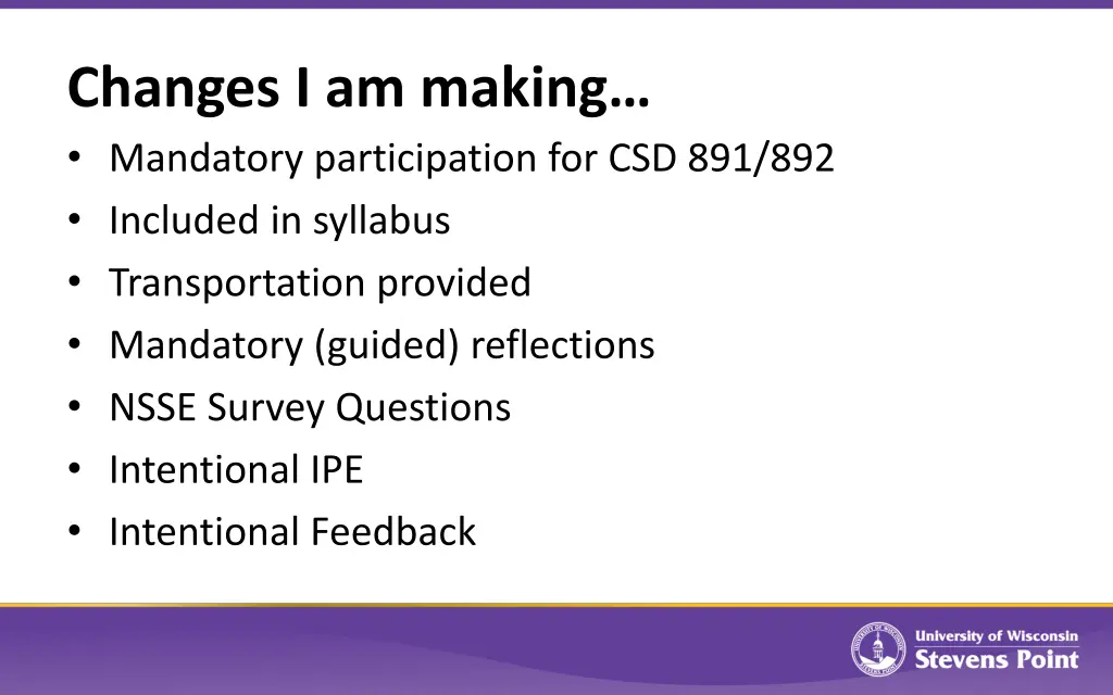 changes i am making mandatory participation