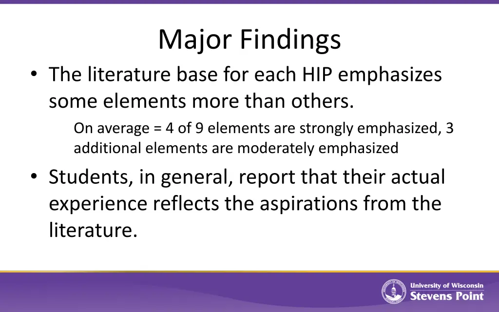 major findings