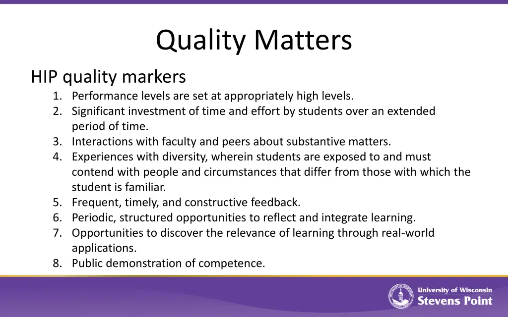 quality matters