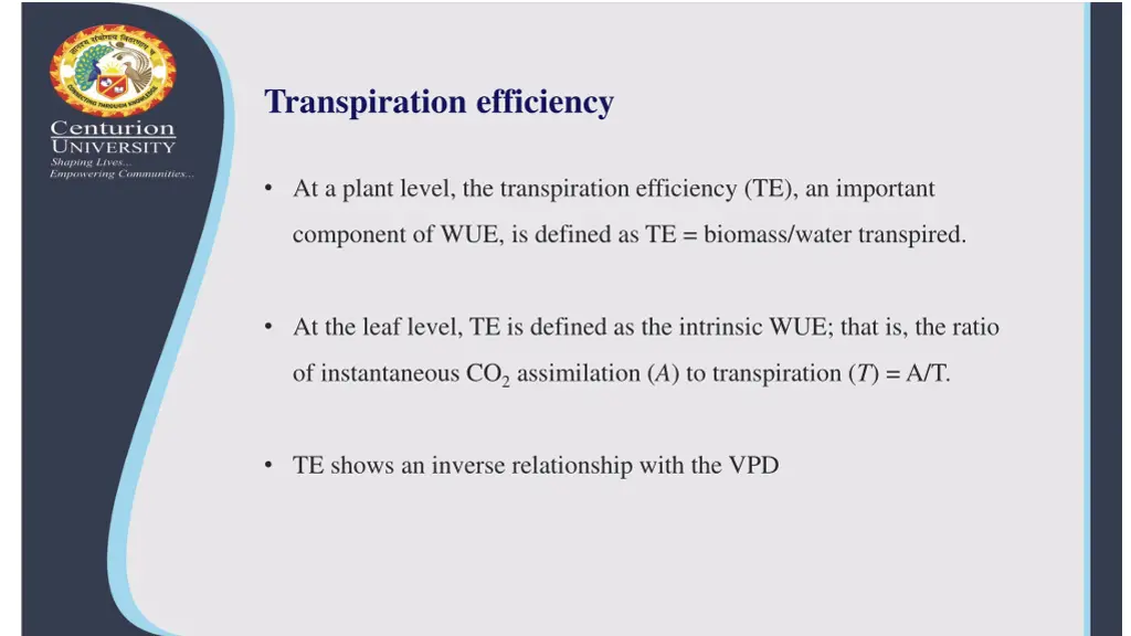 transpiration efficiency