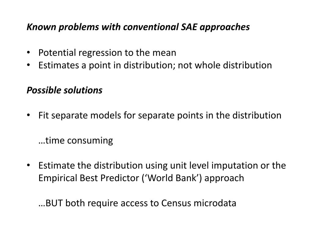 known problems with conventional sae approaches