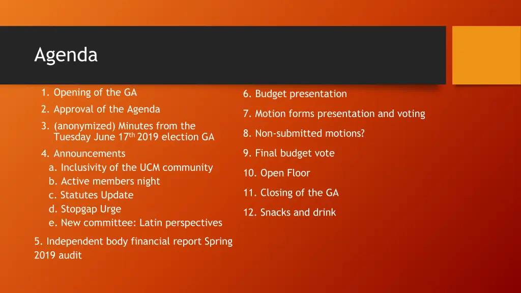 agenda