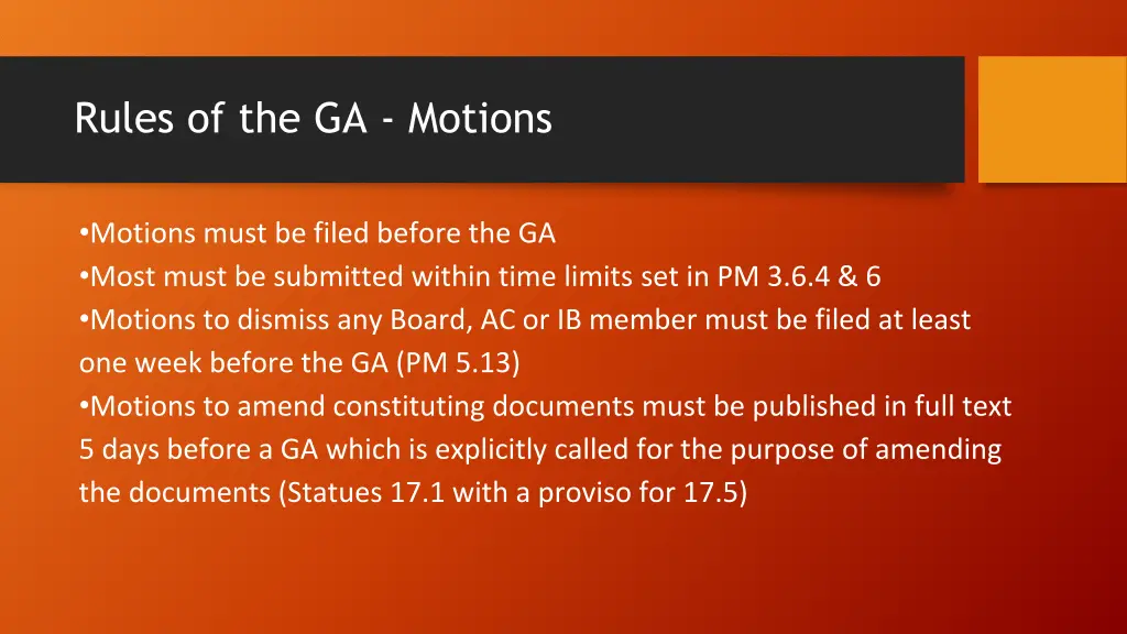 rules of the ga motions