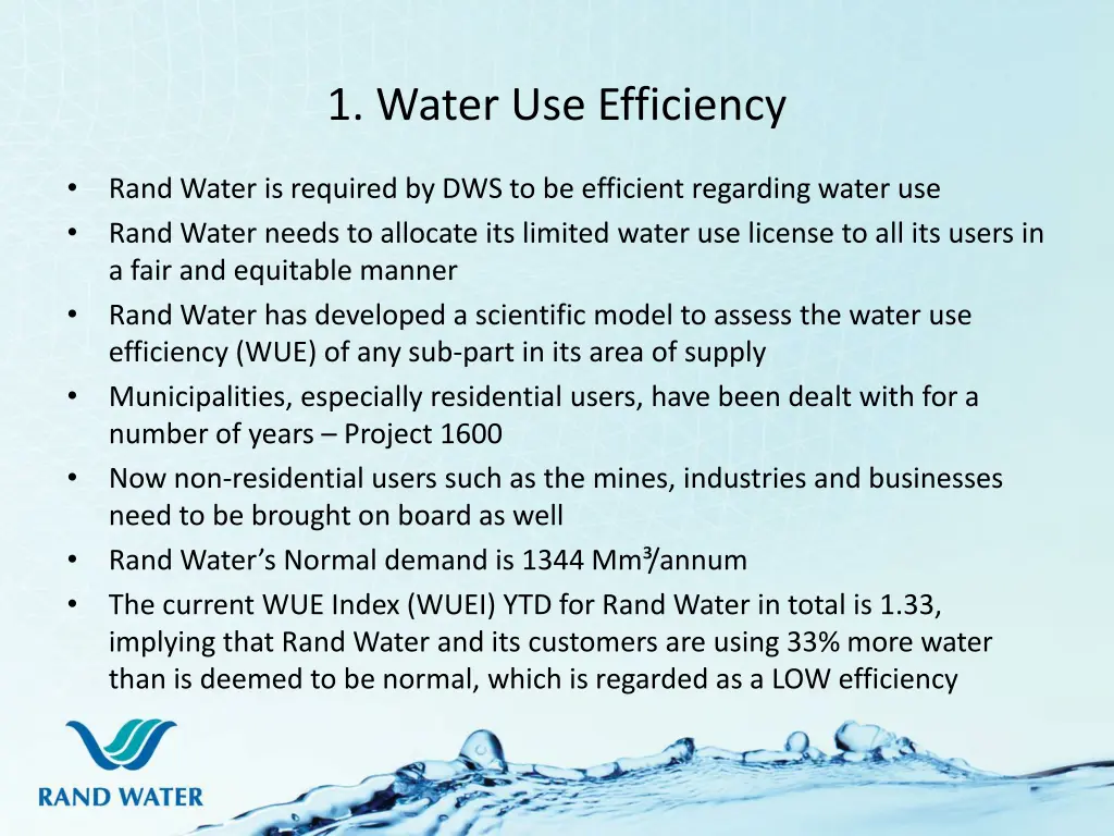 1 water use efficiency