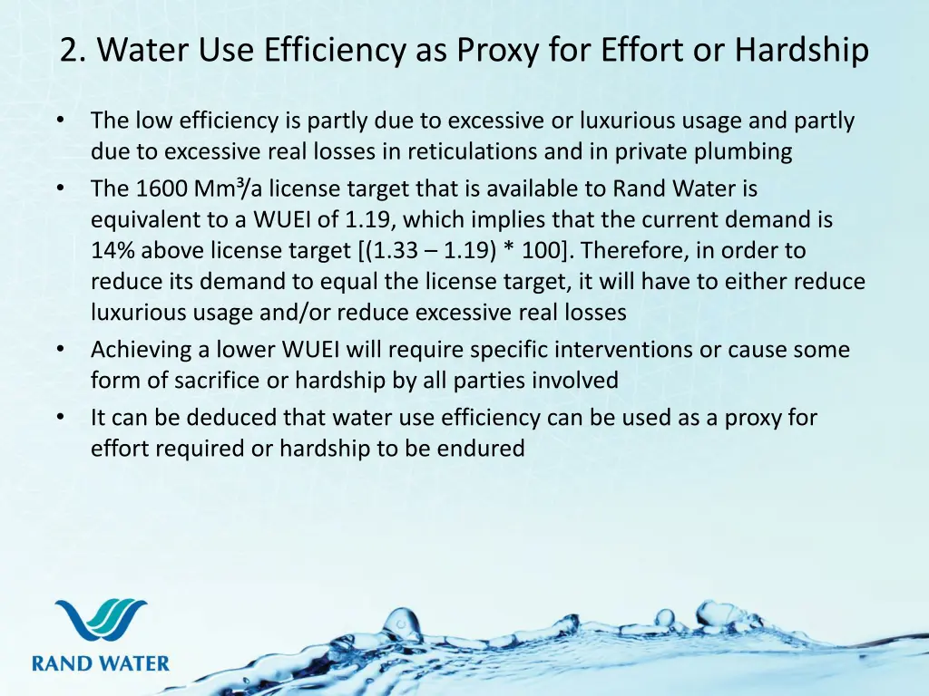 2 water use efficiency as proxy for effort
