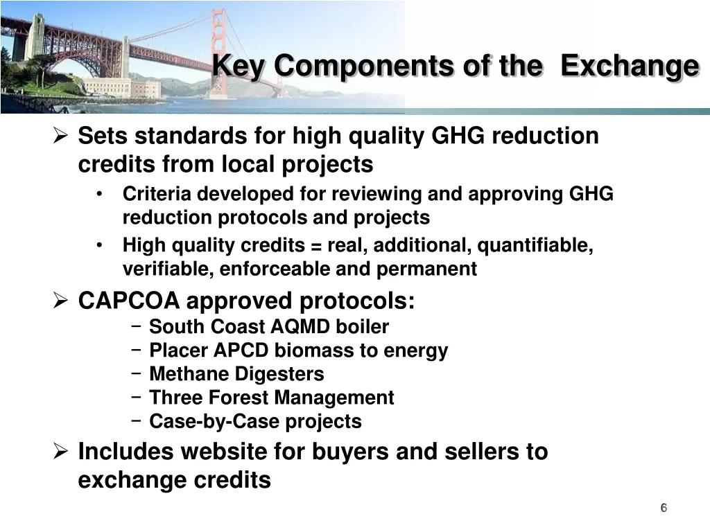 key components of the exchange