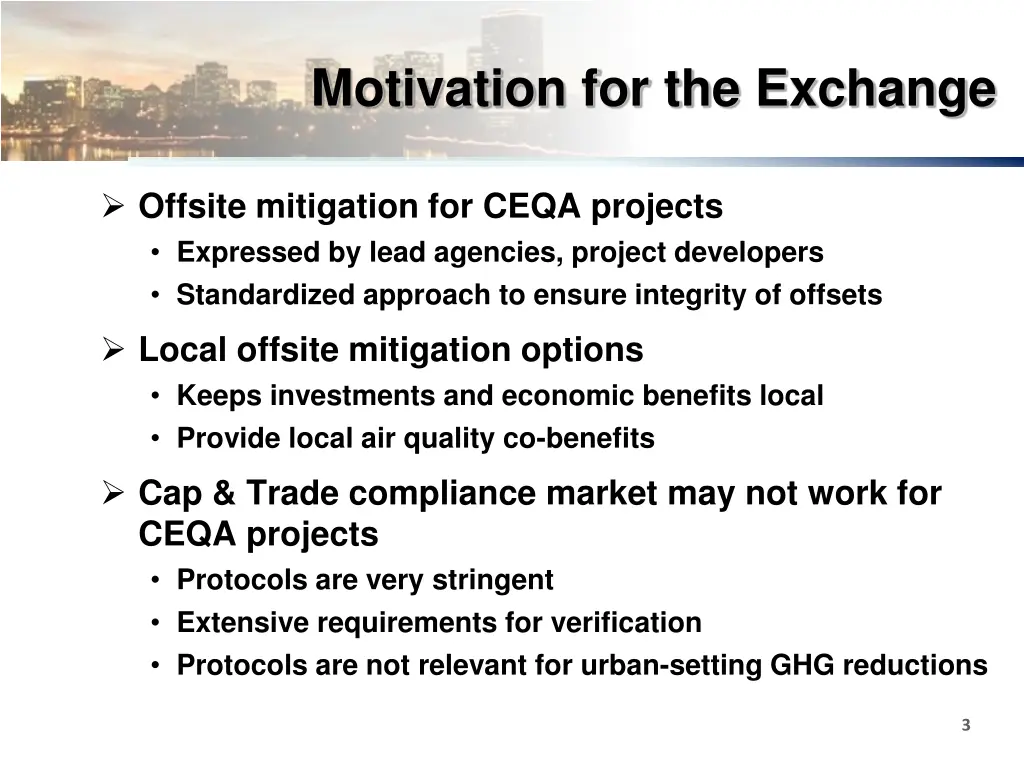 motivation for the exchange