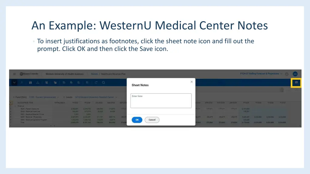 an example westernu medical center notes
