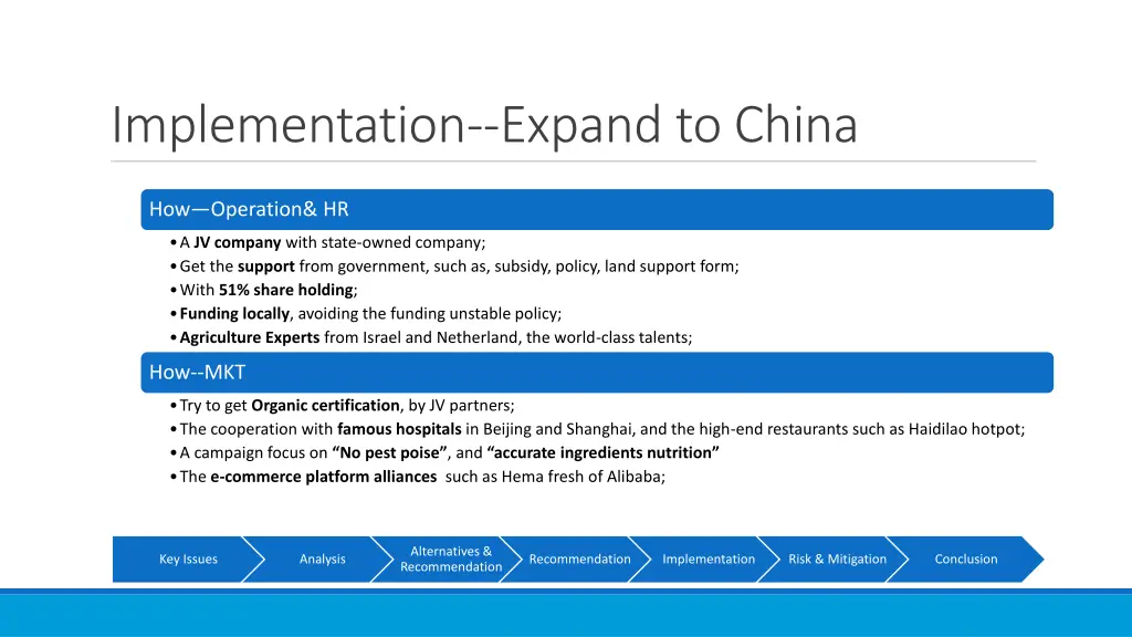 implementation expand to china 1