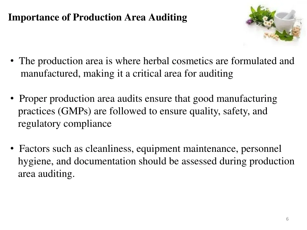 importance of production area auditing 1
