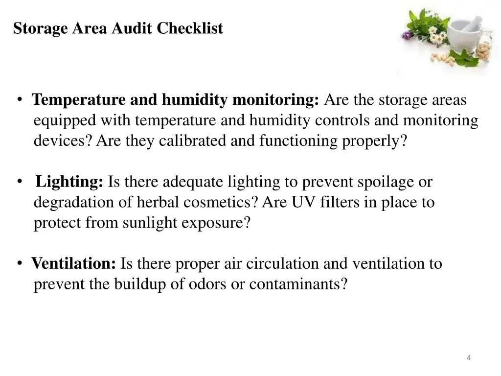 storage area audit checklist