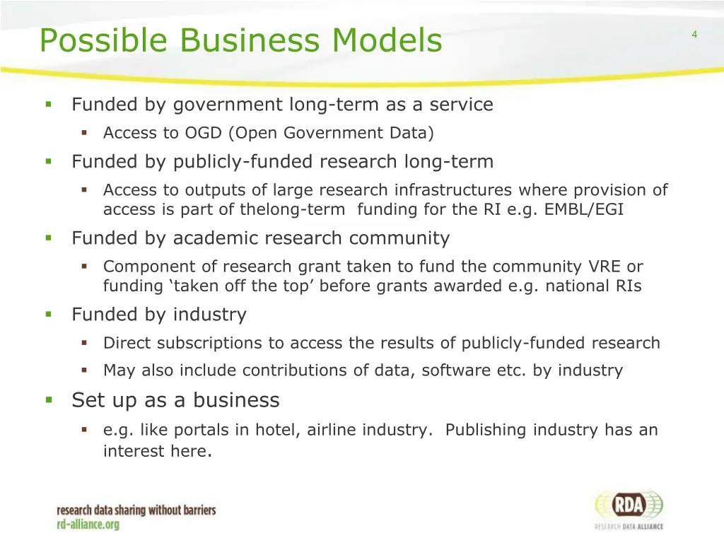 possible business models