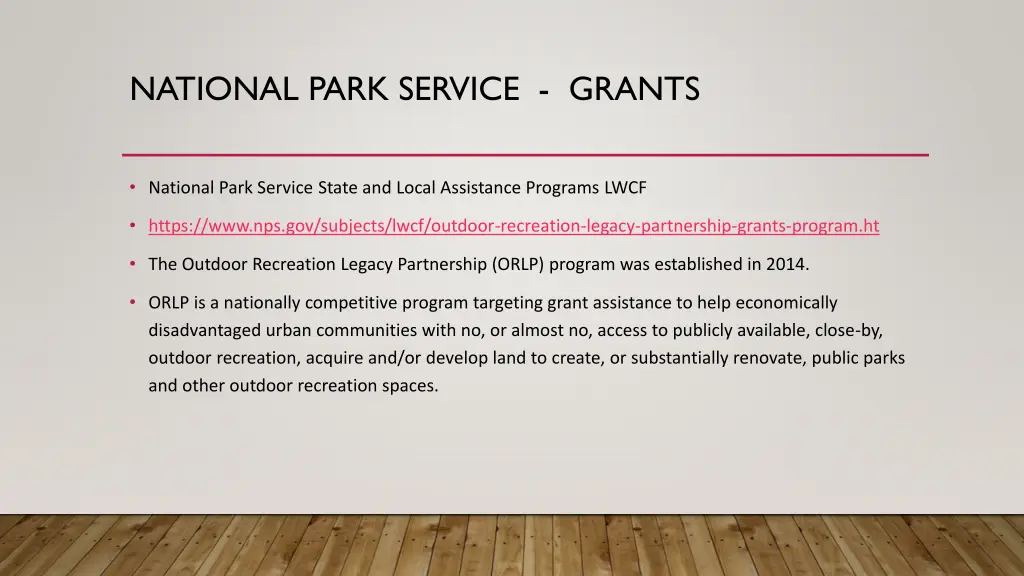 national park service grants 1