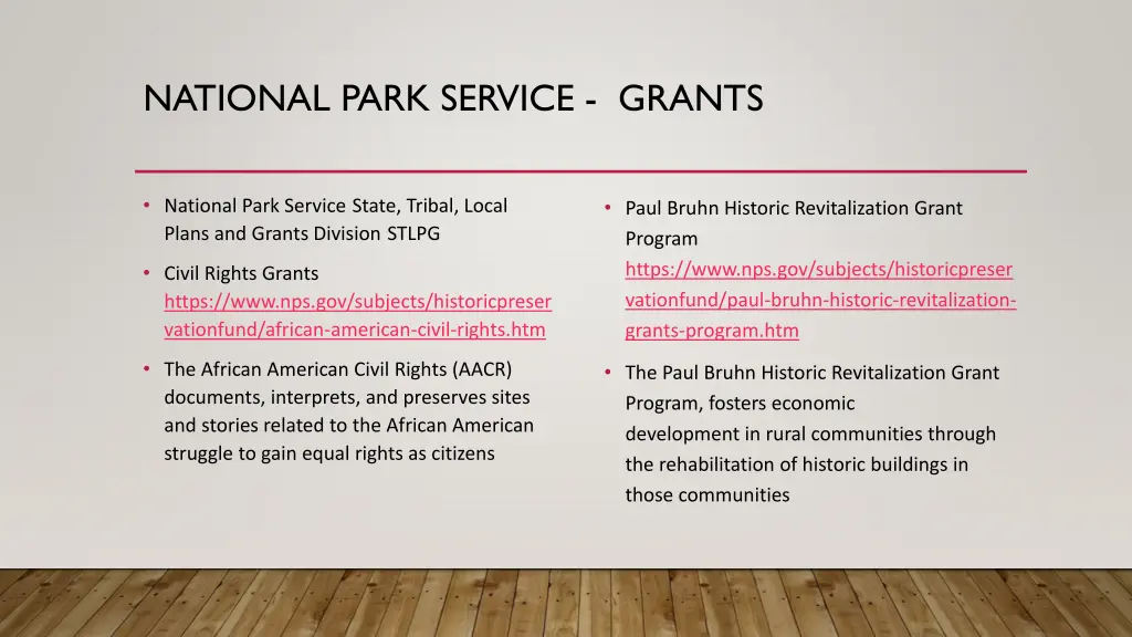national park service grants 2