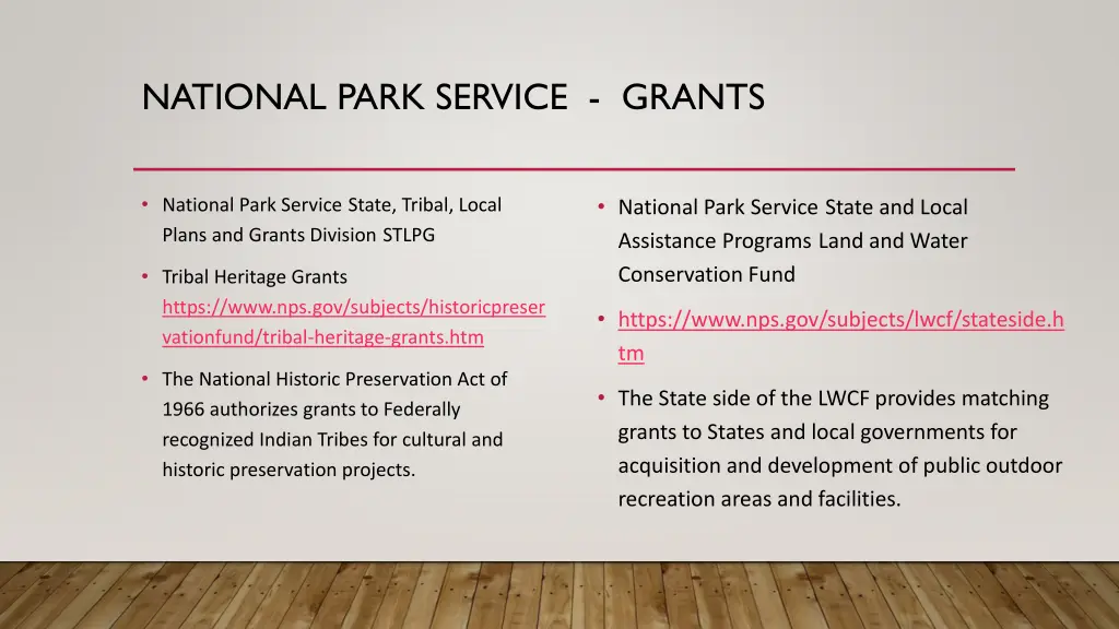 national park service grants