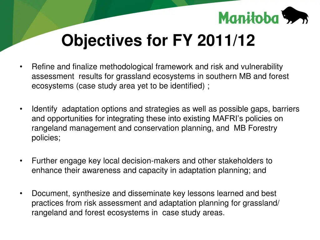 objectives for fy 2011 12