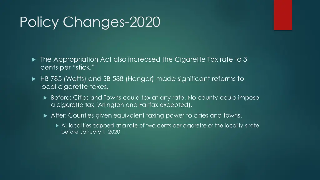 policy changes 2020 1