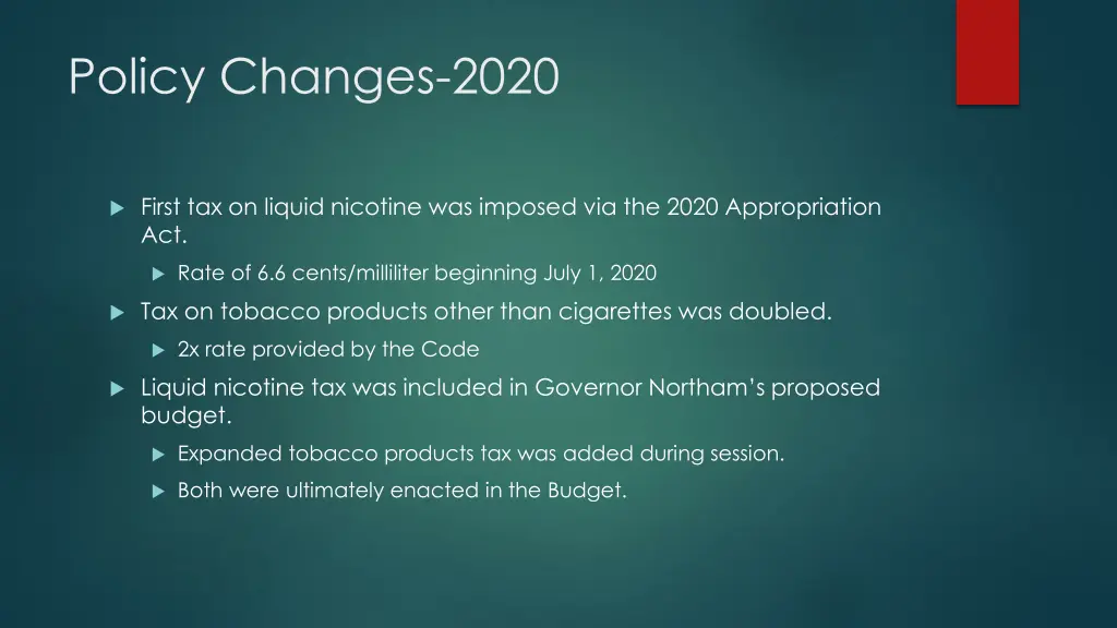 policy changes 2020