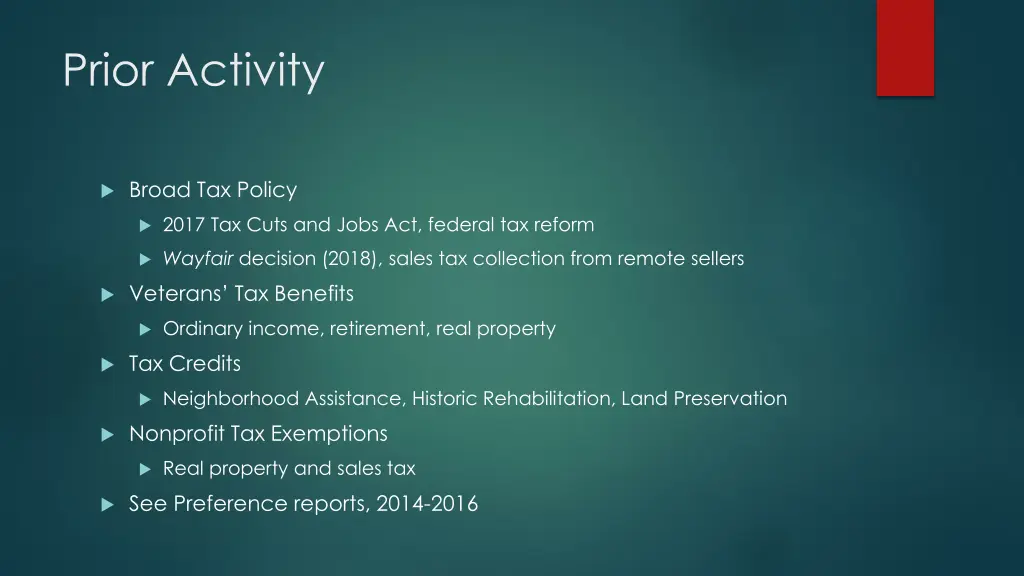 prior activity
