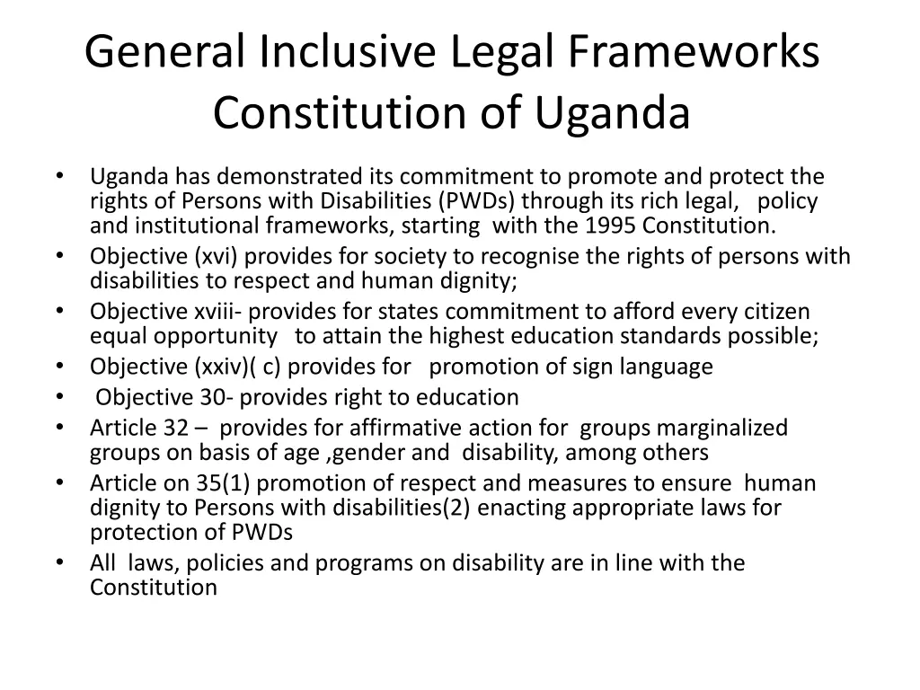 general inclusive legal frameworks constitution