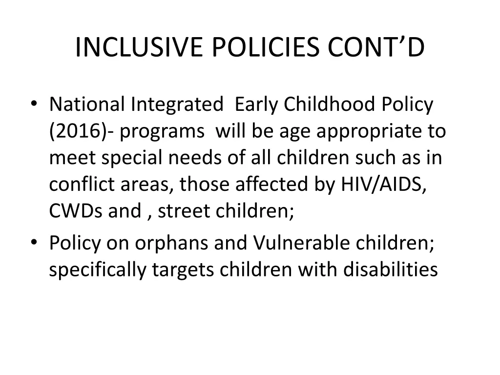 inclusive policies cont d