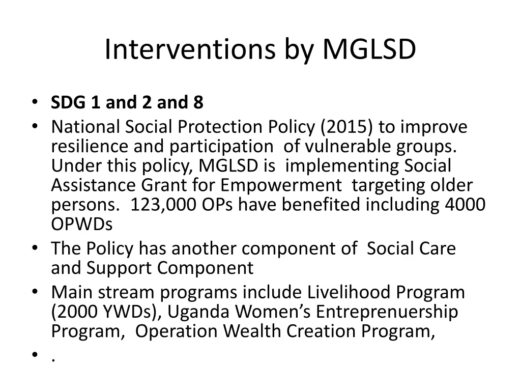 interventions by mglsd