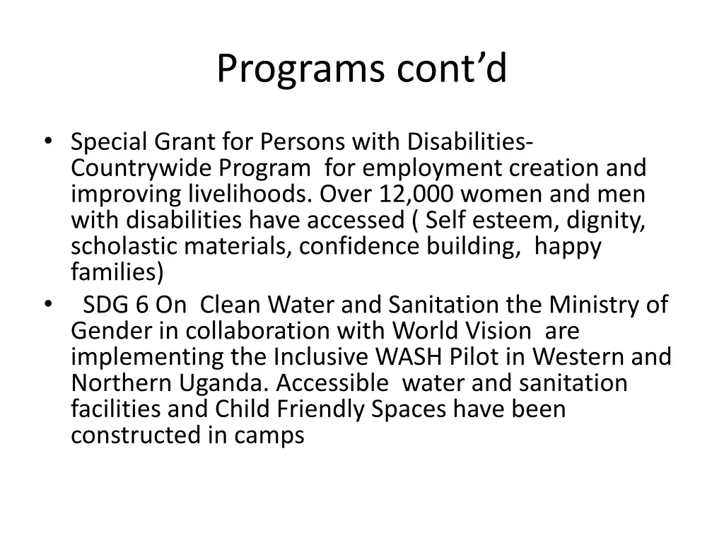 programs cont d