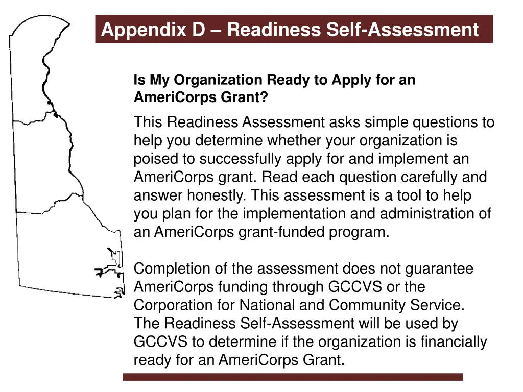 appendix d readiness self assessment
