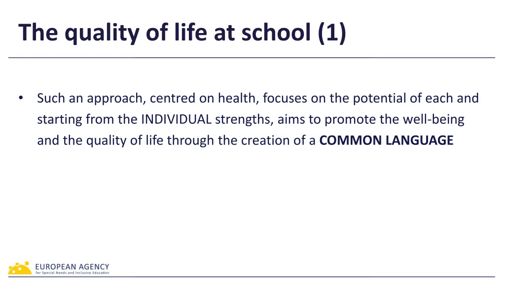 the quality of life at school 1