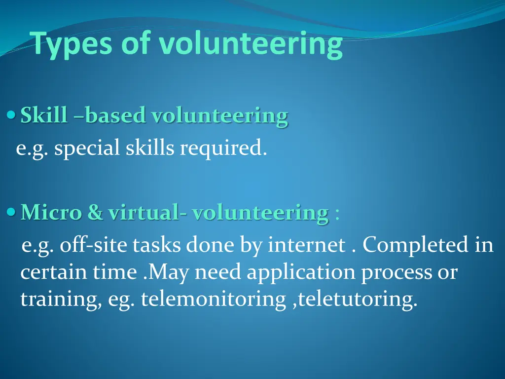 types of volunteering
