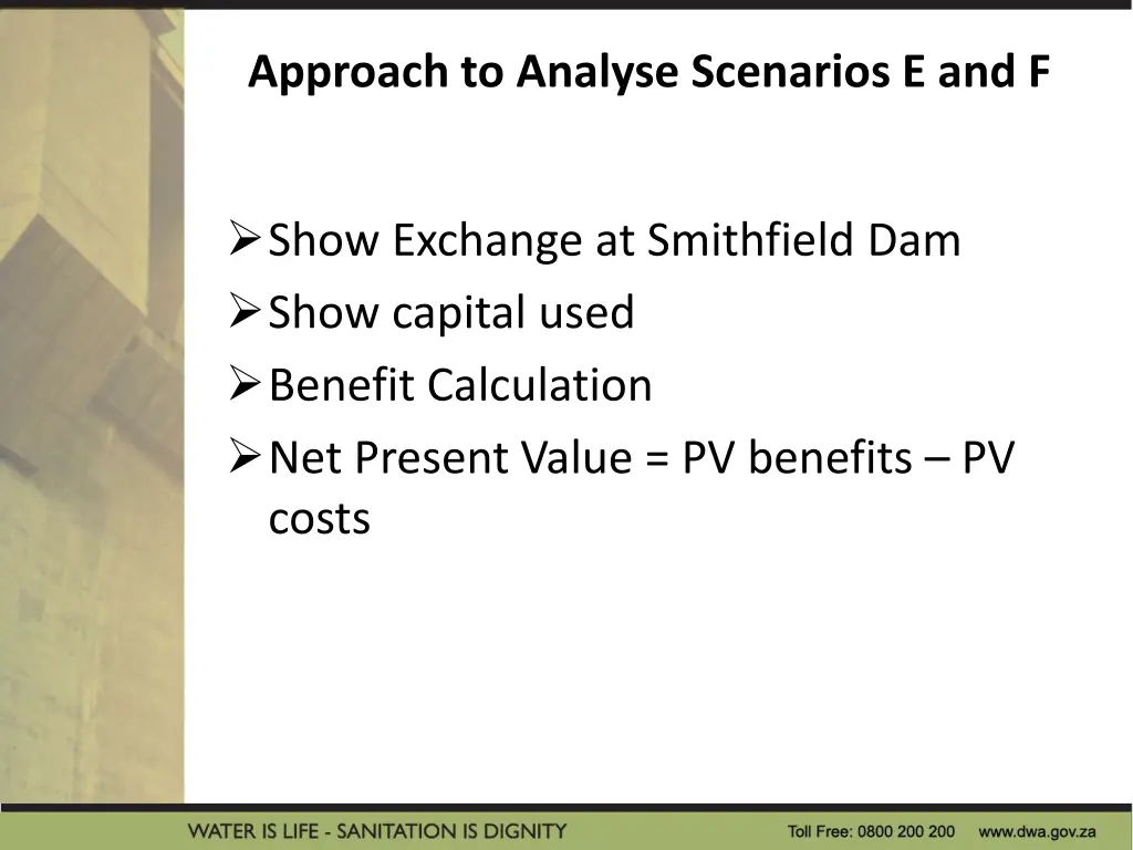 approach to analyse scenarios e and f